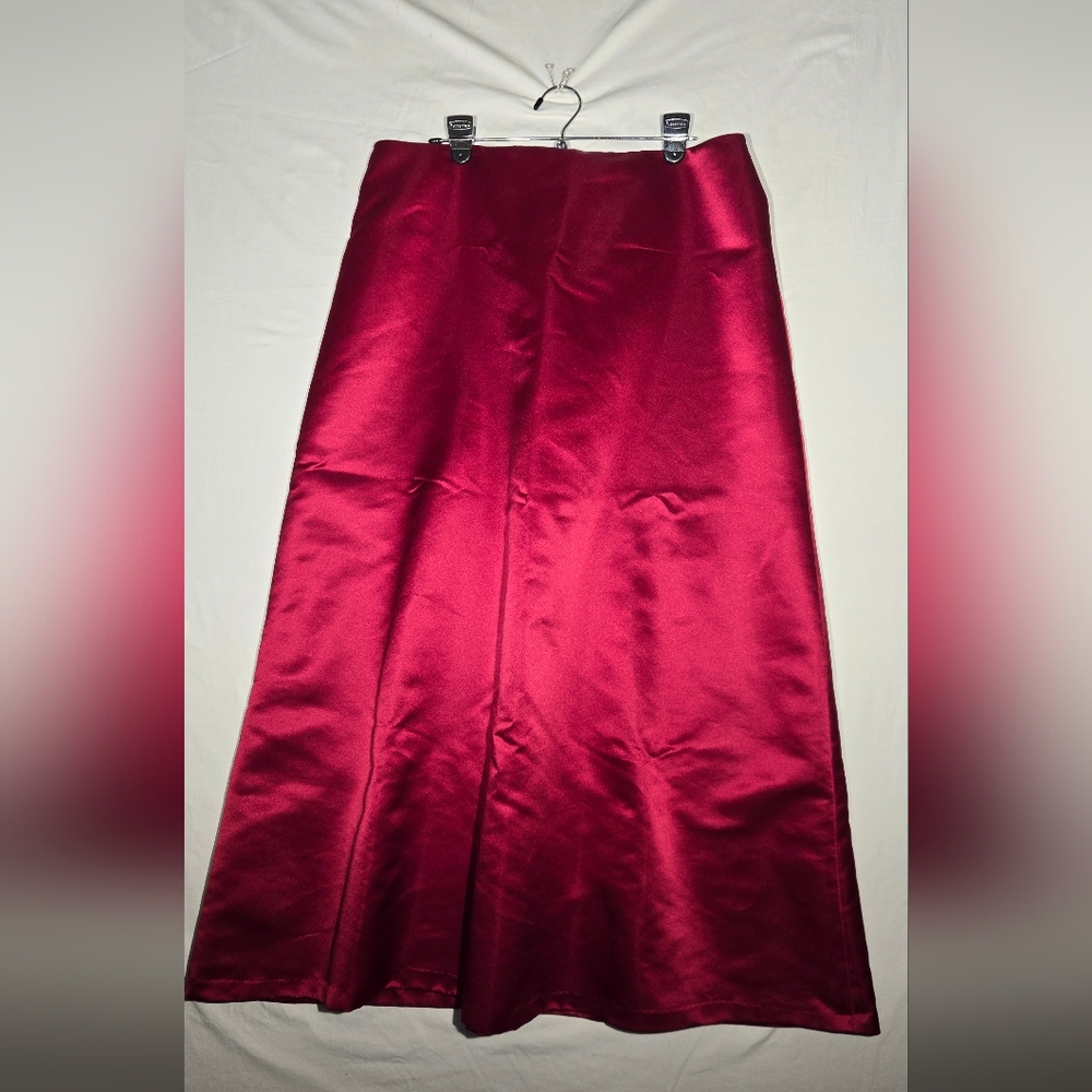 Elegant Burgundy Satin Skirt Bill Levkoff Size 20 EUC Maxi A-line Formal